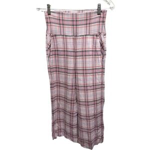 Cabi Women's Playdate Crop Pants Pink Plaid Spring 2023 #6269 XS Prep Barbiecore